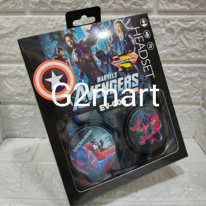 Headphone/Headset SPIDERMAN / hf bando             Headset karakter HEROES super bass