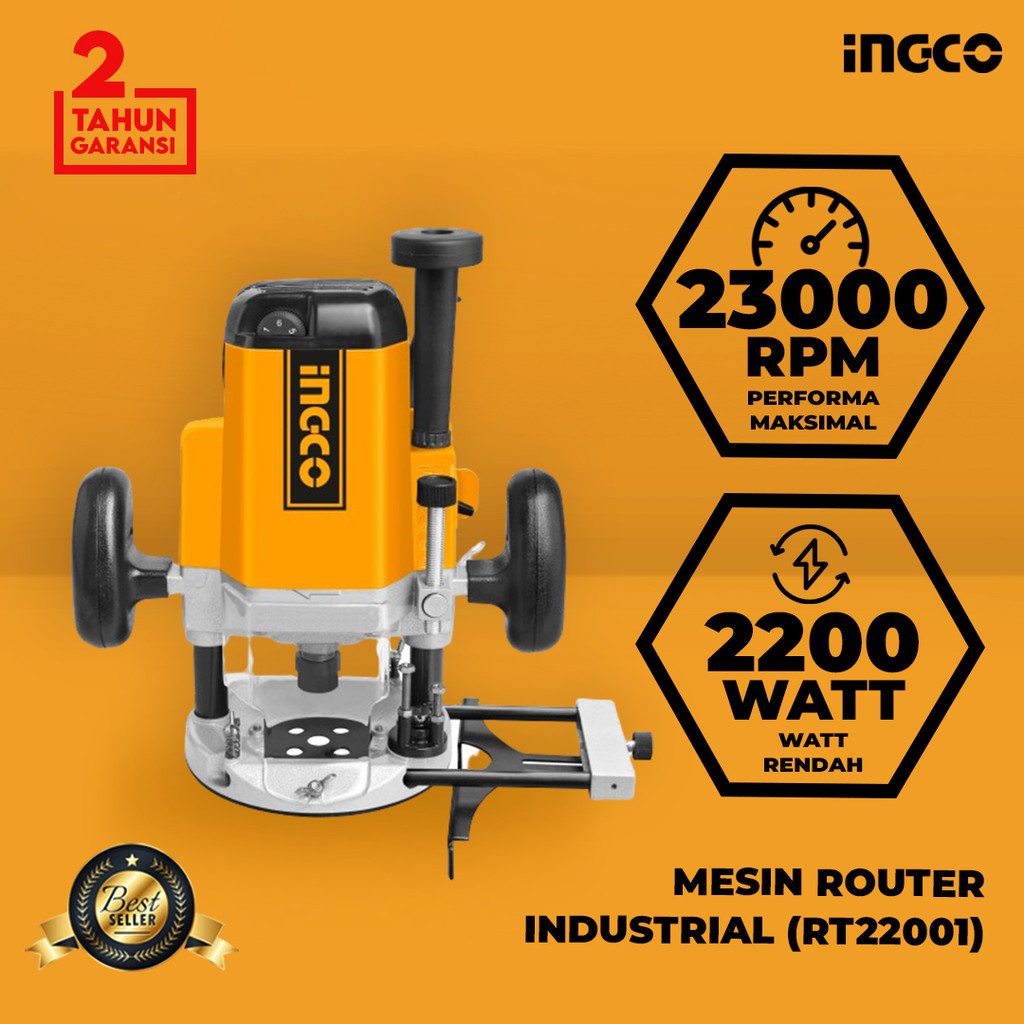 MESIN ROUTER TRIMMER PROFIL KAYU WOOD INDUSTRIAL 12MM  STANDAR GERMAN INGCO RT22001