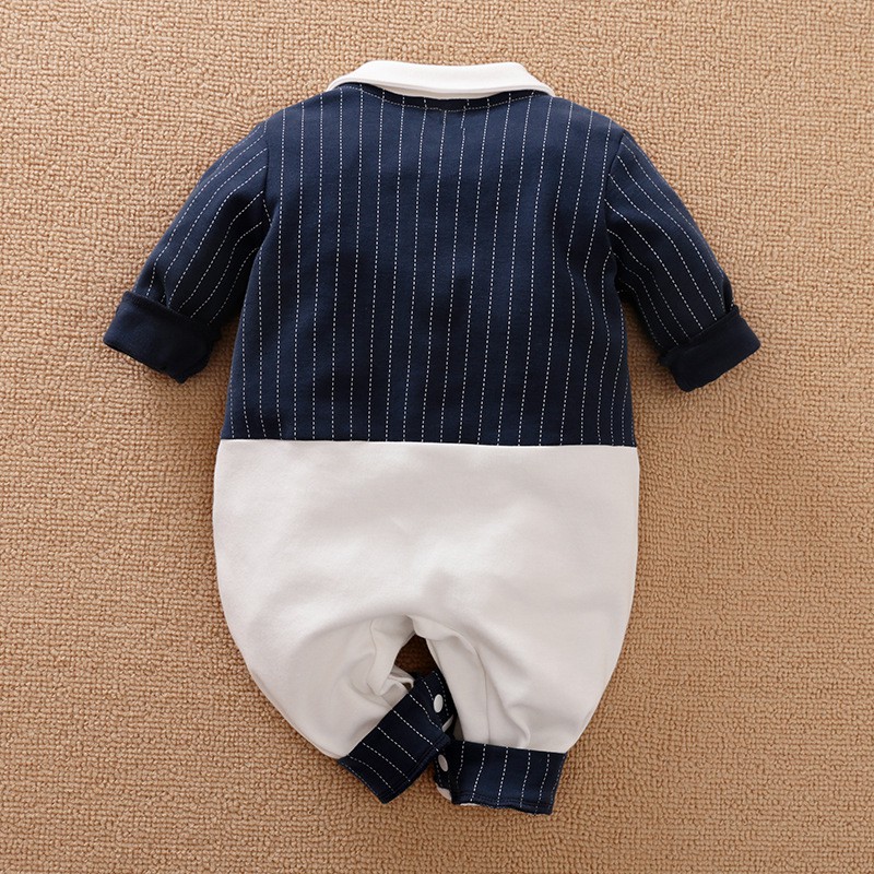 0-18 bulan Jumper TUXEDO NAVY bayi impor / baju bayi lengan panjang jumpsuit