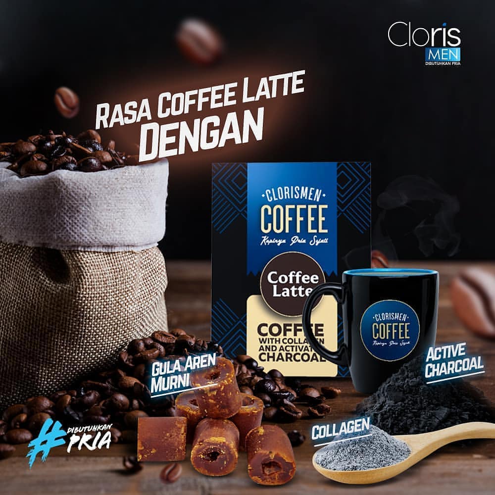 

COD ORIGINAL CLORISMEN Coffe Latte With Active Charcoal & Collagen