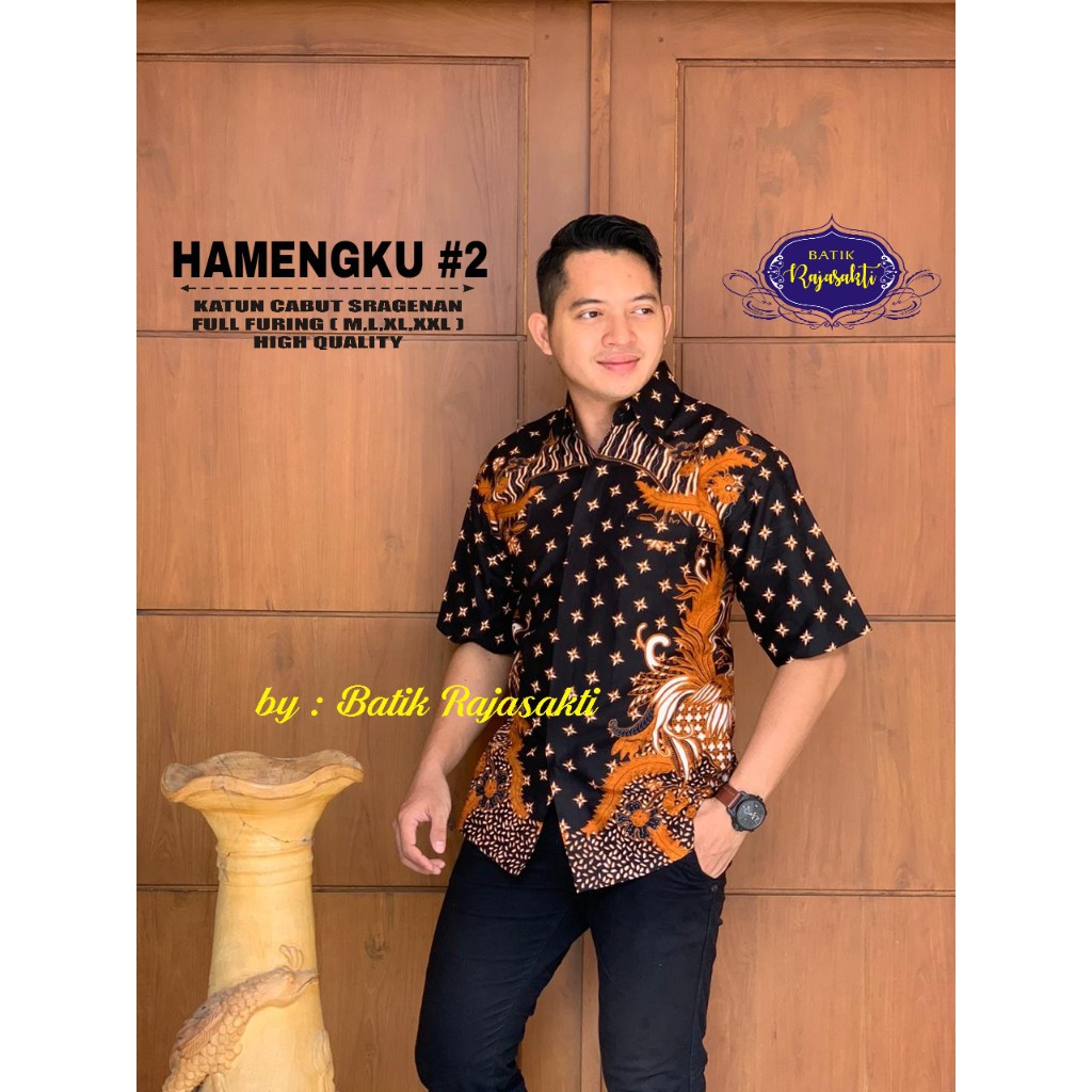 HAMENGKU 2 Kemeja Batik Pria Lengan Pendek Katun Halus FULL FURING Rajasakti