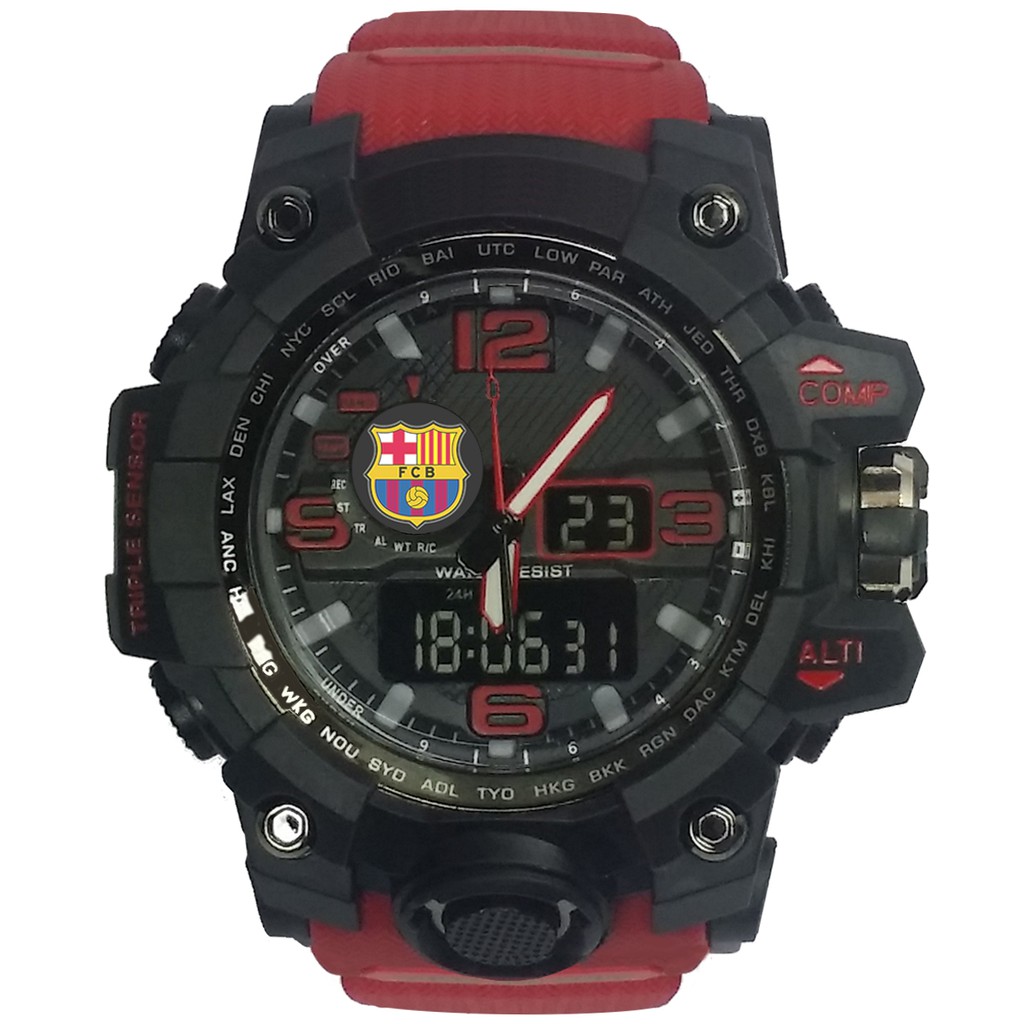 (Istimewa Bossque) Jam BARCELONA Double Time Tali Merah Marun (Exclusive)