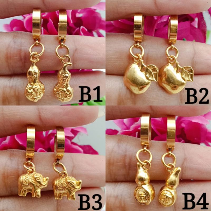 Titanium anting wanita lapis emas terlaris