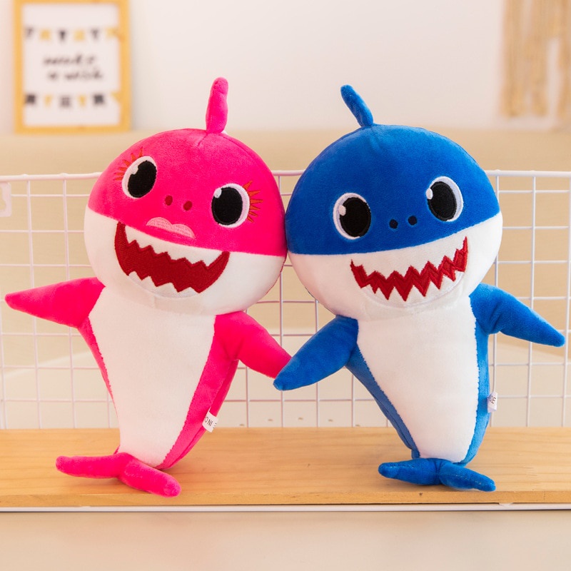 30cm Creative Children Shark English Song Music Lighting Cartoon Baby Plush Doll Music Shark Family Plush Light  Kids Toys