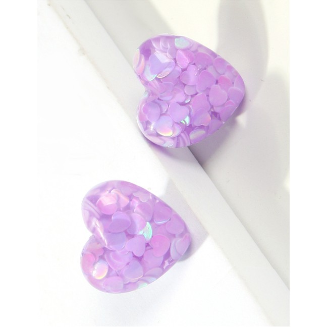 LRC Anting Tusuk Fashion Color Resin Love Earrings F72482