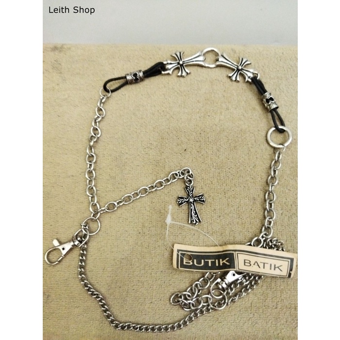 Silver Perak Pria Logam Bali Rantai Dompet Wallet Chain Bandul Kalung