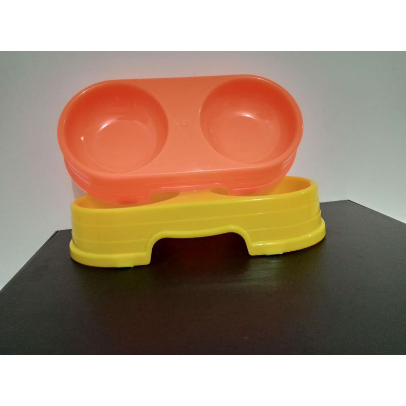 tempat makan kucing anjing bulat double