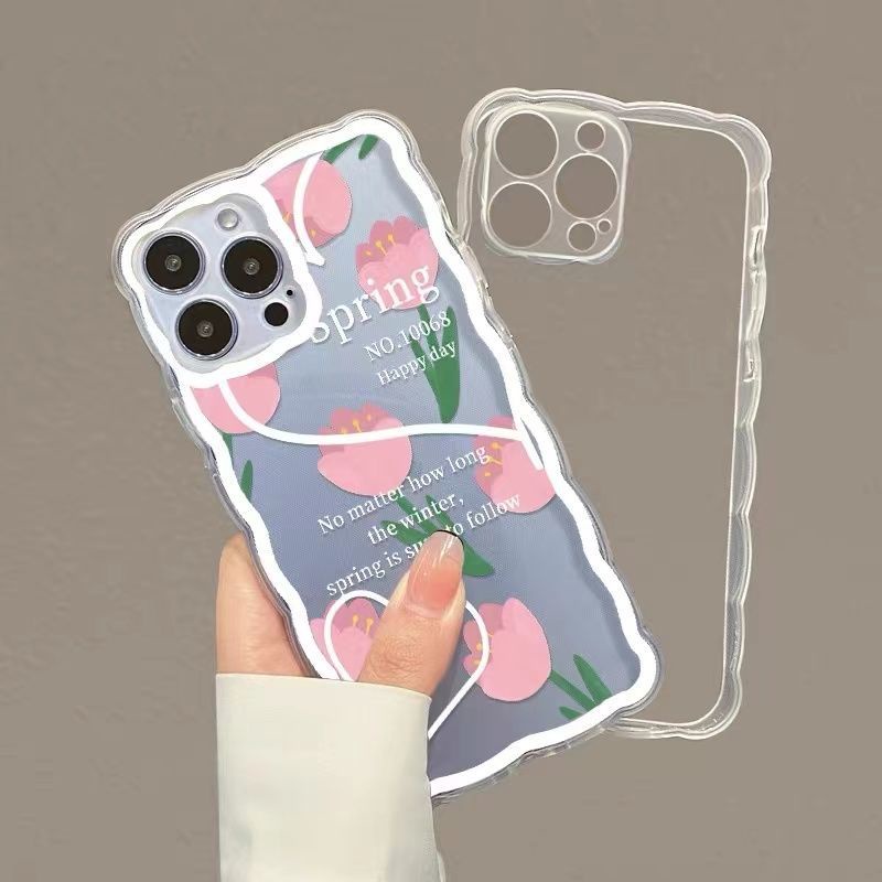 Soft Case Transparan Motif Mawar Pink Untuk IPhone 13pro / Mini 12promax / SE2 2020 / 11pro MAX / 6S / 7 / 8plus / XR