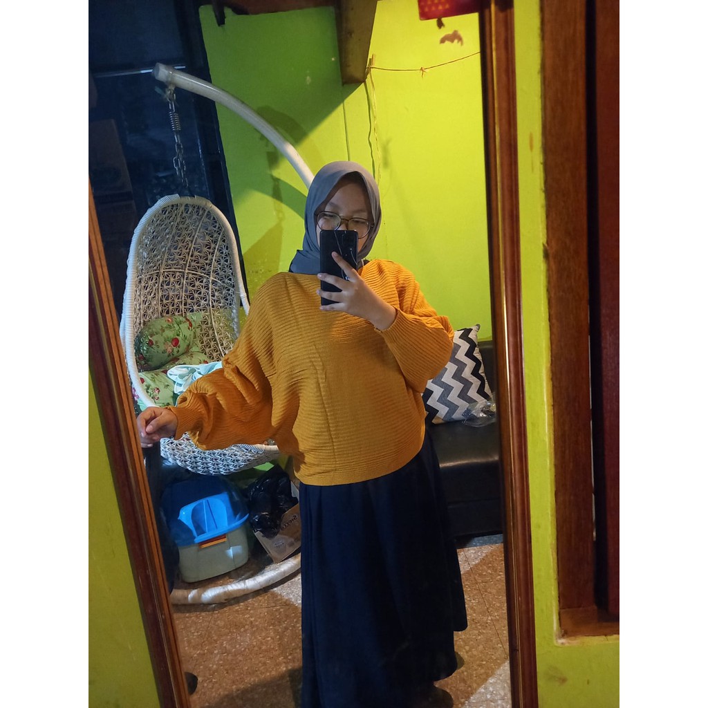 ZIKA batwing | sweater oversize | blouse rajut | lasperal fashion wanita | pakaian wanita-mustard