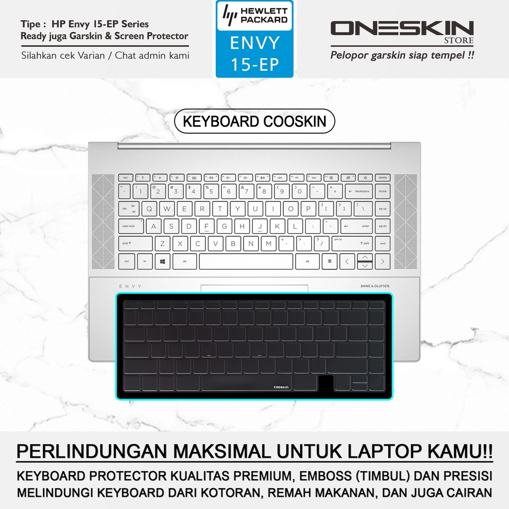 Garskin Sticker Laptop Pelindung Keyboard Screen Protector HP Envy 14-eb 14-eb0002TX 15-ep 15-ep0016TX Gambar Full Body Silikon Bening Glossy Doff