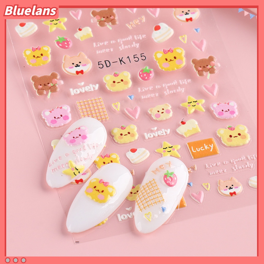 Bluelans Stiker Kuku Motif Bunga Kecil Anti Jatuh Untuk Manicure Wanita