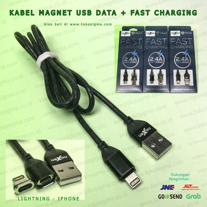 KABEL MAGNET dan kepala MAGNET LIGHTNING NAXEN FAST CHARGING DATA 2.4A