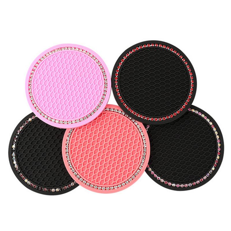 2pcs Tatakan Gelas Mobil Universal Non Slip Coaster Car Cup Holder Mat Drink Cup Pad Car Buffer Kedap Suara