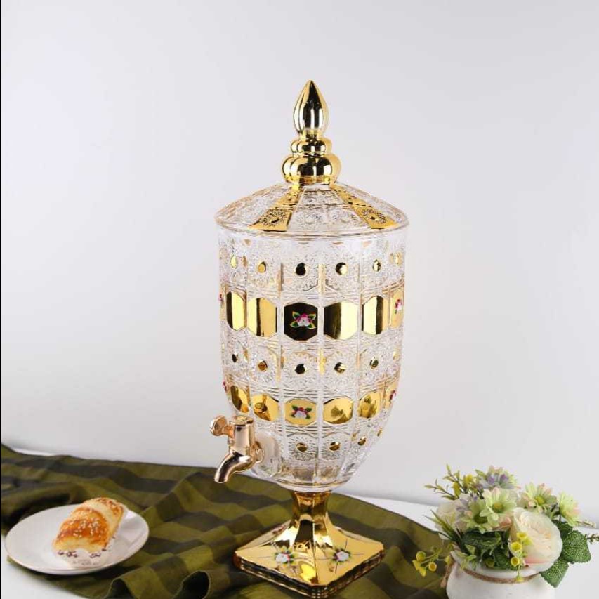 Dispenser / Tempat Air Minum Kaca Capodimonte Gold 5 L