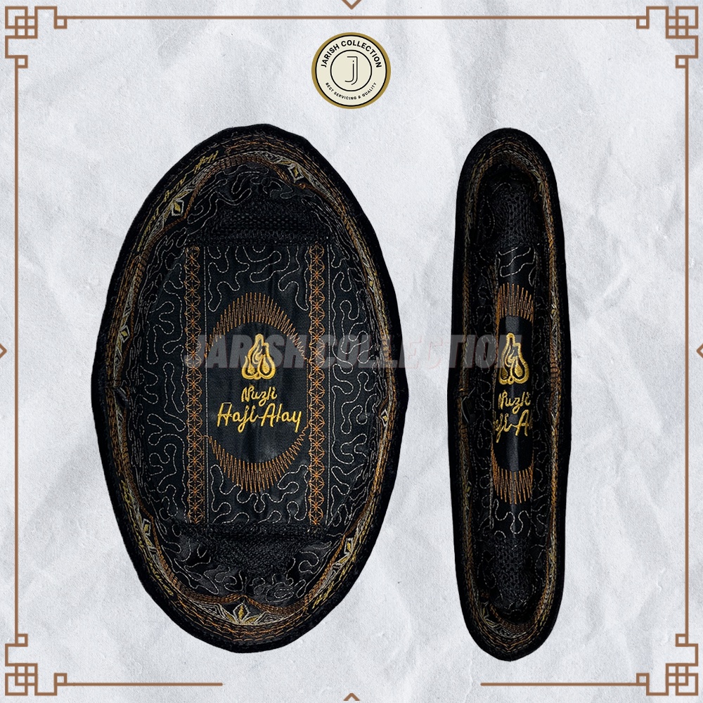 Songkok Premium HAJI ALAY DELUXE AC Tinggi 7 8 9 10 Peci Sholat Bludru Ukuran Anak Laki Pria Dewasa Santri Pesantren Kopiah Solat Pendek Full Beludru Hitam Polos Kopyah Shalat Motif Bordir Batik Nama NU Non Jumbo Kopeah Bulat Putih Susun Nasional Original