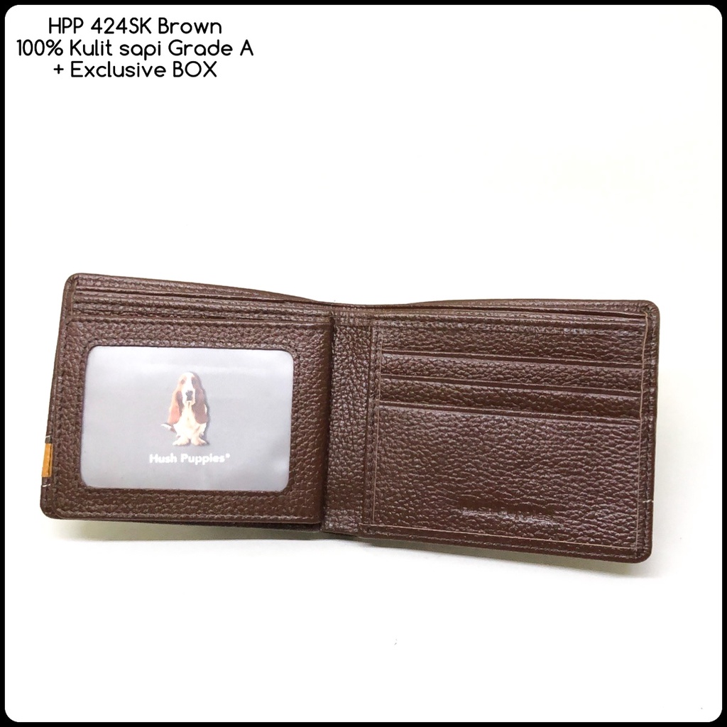 Exclusive dompet hush puppies 424 classic brown replica mirror dompet cowok dompet pria dompet murah