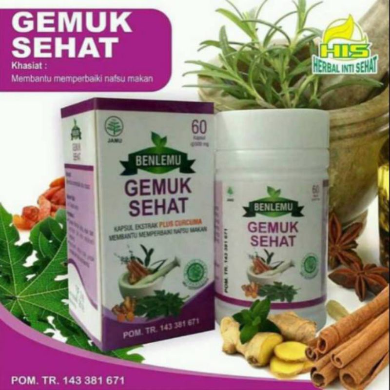 Gemuk Sehat Benlemu Herbal Alami 60 Kapsul