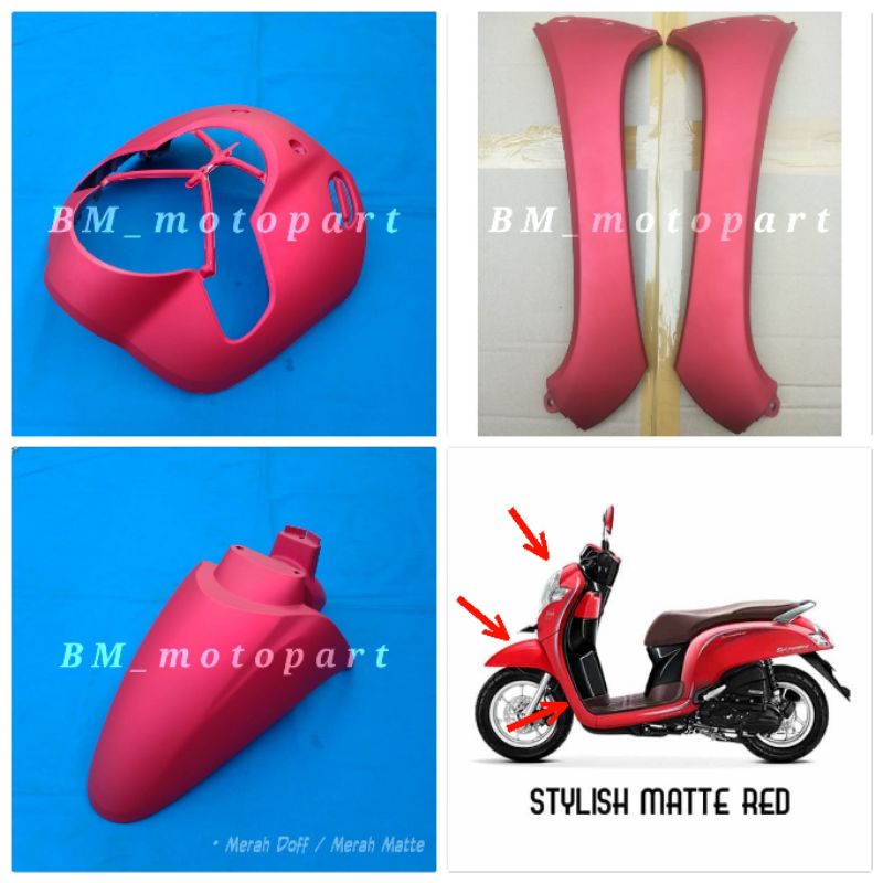 Paket Body Depan Honda Scoopy fi Ring 12 Stylish 2018-2019 Merah Doff