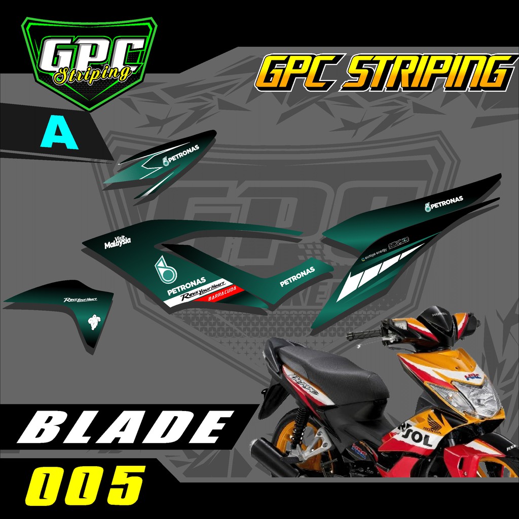 Stiker Striping Honda Blade 110 Karbu 2008 2009 2010 2011-Desain Petronas GPC 005