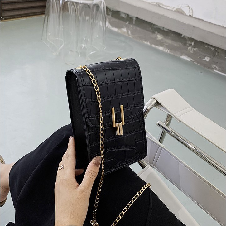 LUXTHER - MINI SQUARE CROCO / TAS SELEMPANG WANITA TERBARU / TAS HP / Sling bag hp korea Edrea