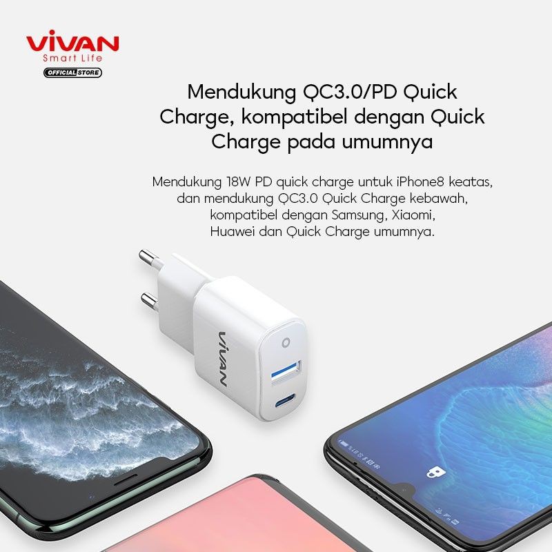 Vivan Power Super II 18W 3A Charger with type-C Cable