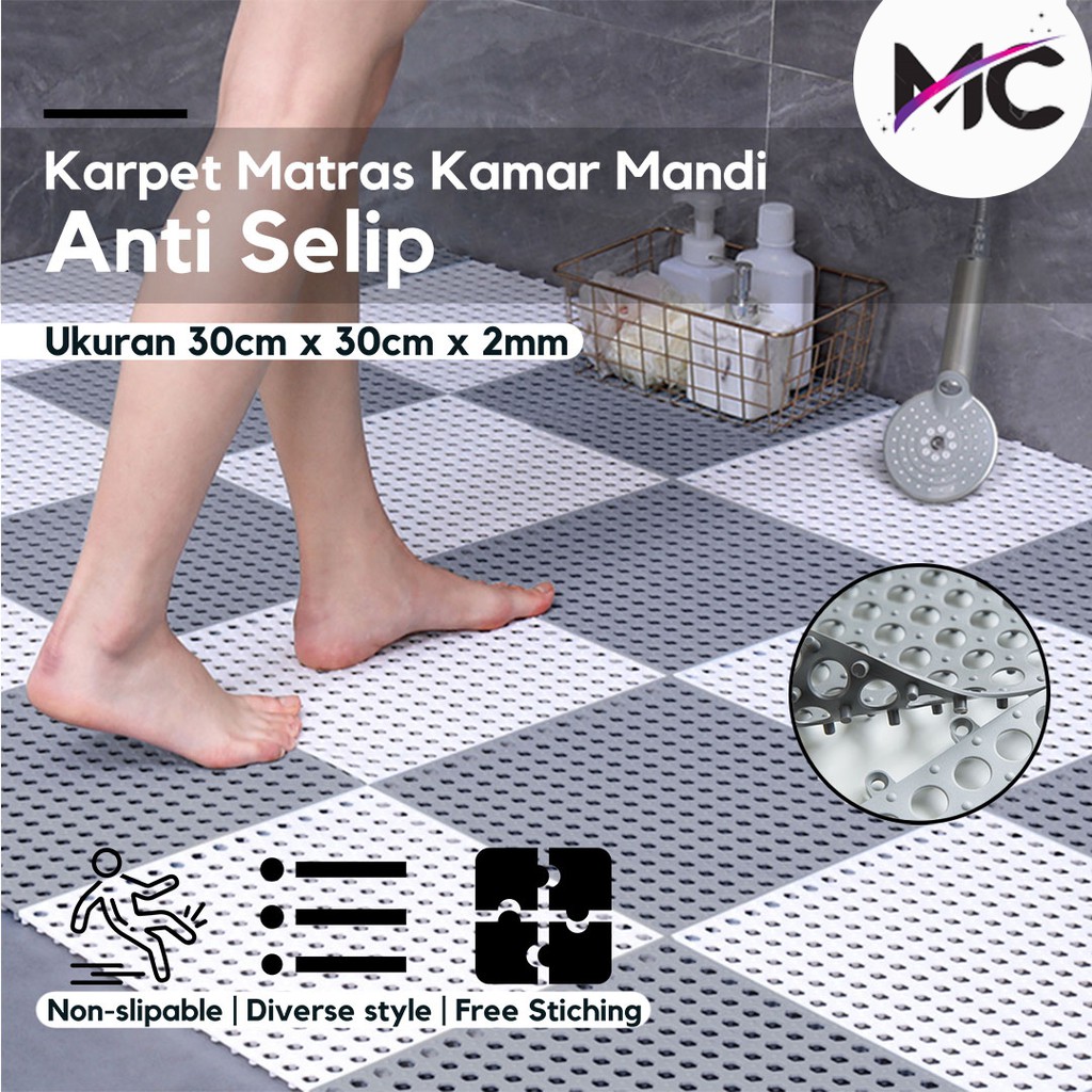 Karpet Anti Selip Kamar Mandi Dapur Basah PVC Karpet Anti Licin Dapur 30x30 cm Warna