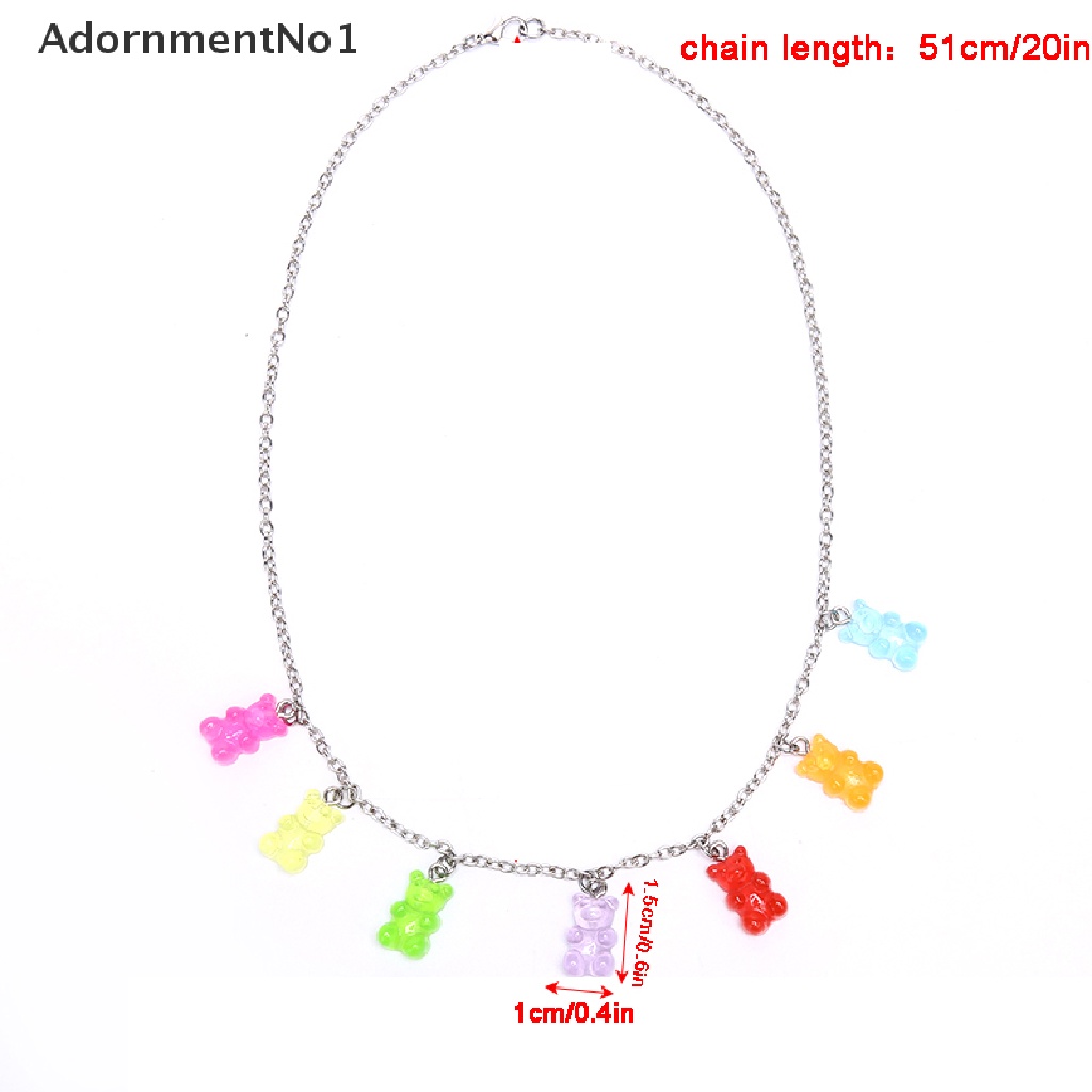 (AdornmentNo1) Kalung Rantai Titanium Steel Liontin Kartun Beruang Handmade Warna Permen Untuk Wanita