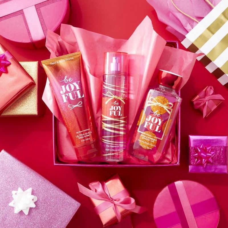 BATH &amp; BODY WORKS BBW RED GIFT SET BE JOYFUL SERIES MIST LOTION SHOWER GEL BODY CREAM HAND CREAM SHOWER GEL BODY CREAM LOTION MIST WASH WALLFLOWER ROOMSPRAY SCENTPORTABLE GENTLE GEL DEEP CLEANSING GENTLE FOAMING CREAMY LUXE