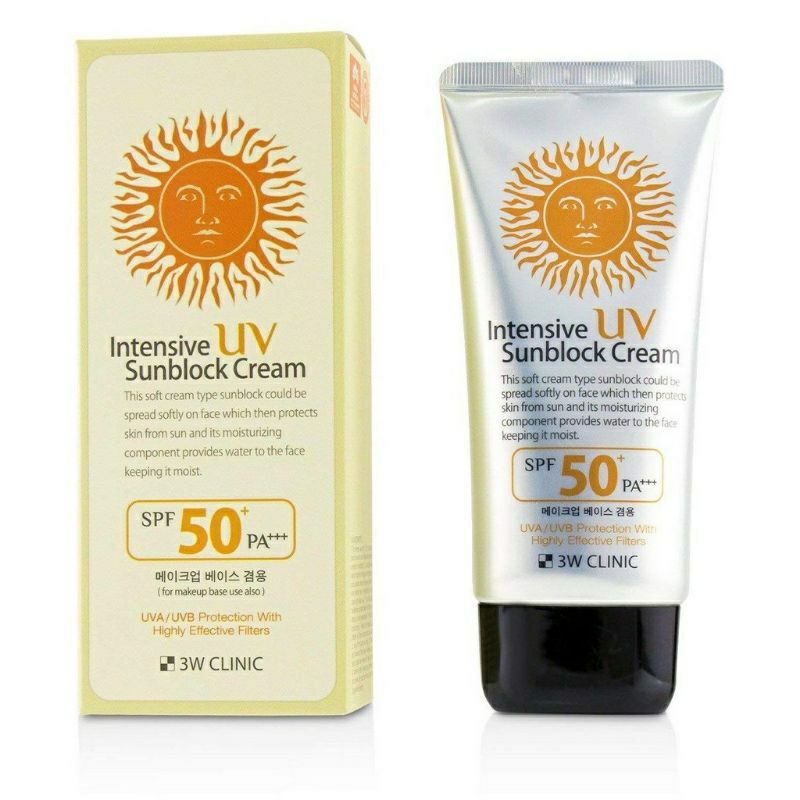 3W Clinic Intensive UV Sunblock Cream SPF 50+ PA+++ 70ml Original Korea / 3W Sunscreen Wajah