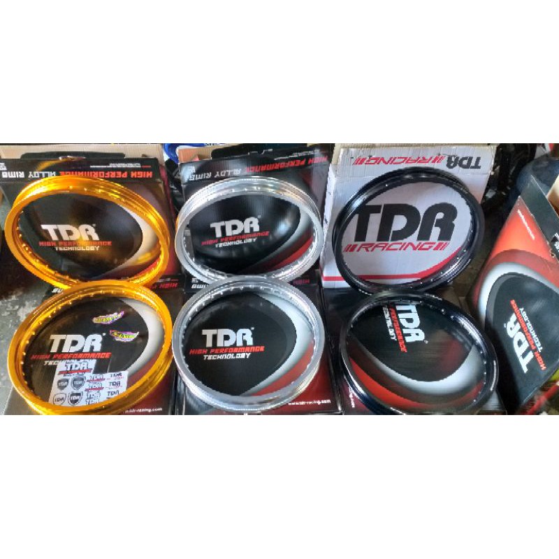VELG PELEK JARI JARI RUJI TDR W SHAPE SET 185/215 RING 17 GOLD SILVER HITAM ORIGINAL