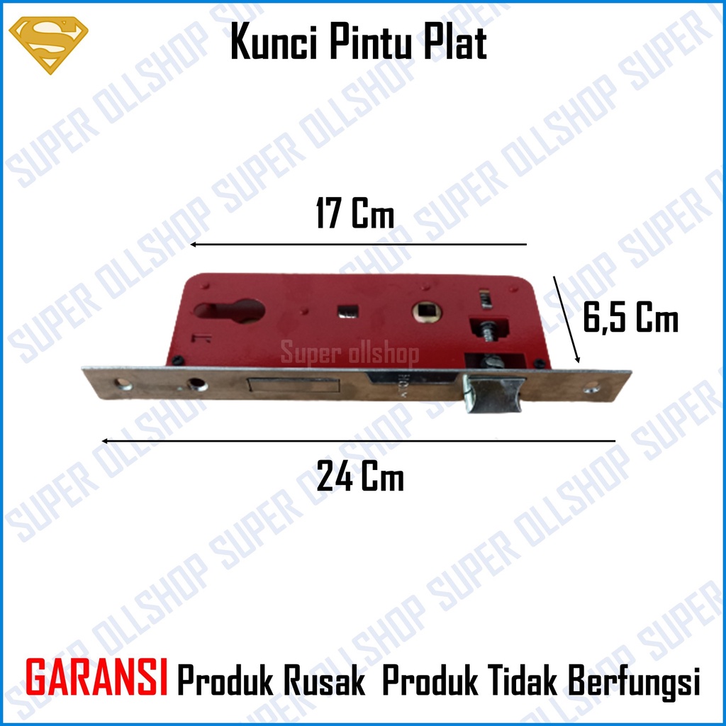 Kunci Pintu Besar Plat Putih Kuning Panjang 25 cm / Handel Pintu Besar Plat / Handle Pintu Rumah Besar / Slot Kunci Pintu Rumah Murah