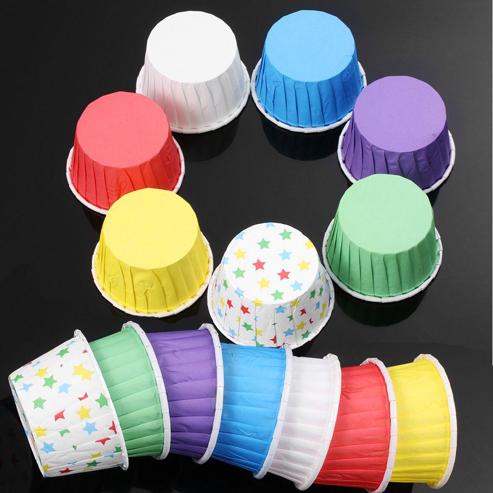 Solighter 50 Pcs Pembungkus Cupcake Grease-proof Pan Case Kertas Perlengkapan Pesta Pembungkus Kue