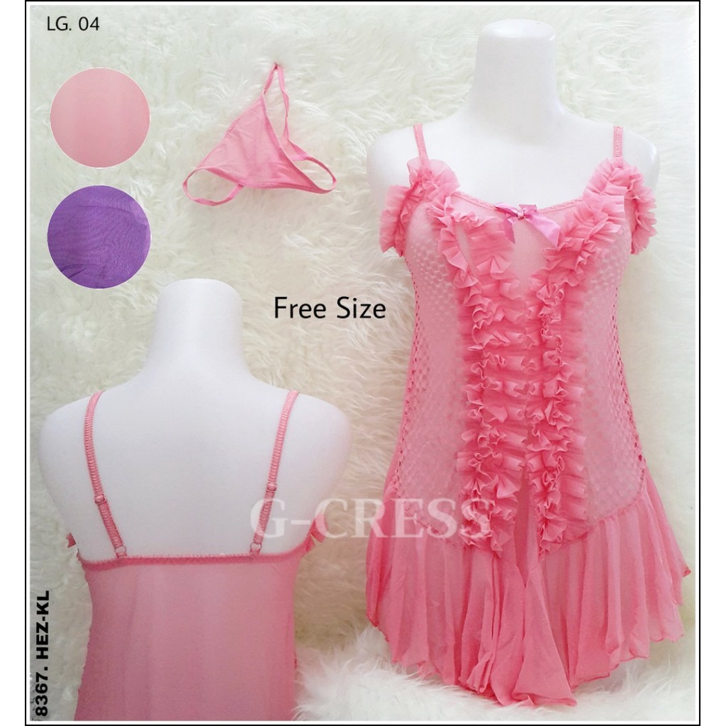 Lingerie Sexy 2in1 Luar Dalam Pisah Baju Tidur Sexy Transparan Lembut Terlaris Piyama Kimono Lingeri