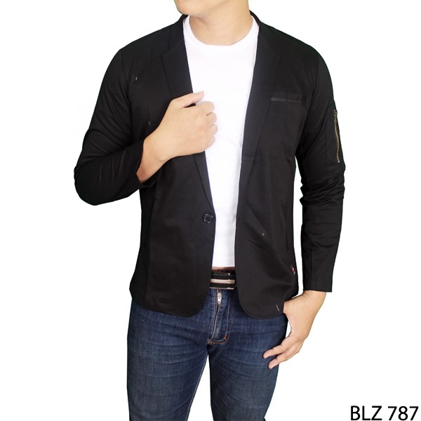 Blazer Pria Dari Katun Jeans Hitam – BLZ 787