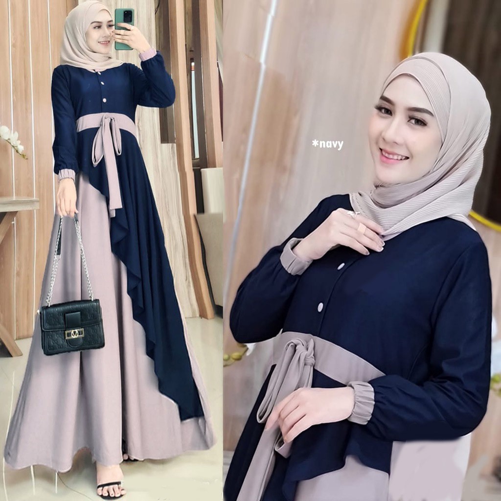 Keisha Dress Muslim Wanita Premium  | Bahan Crepe premium | COD-3