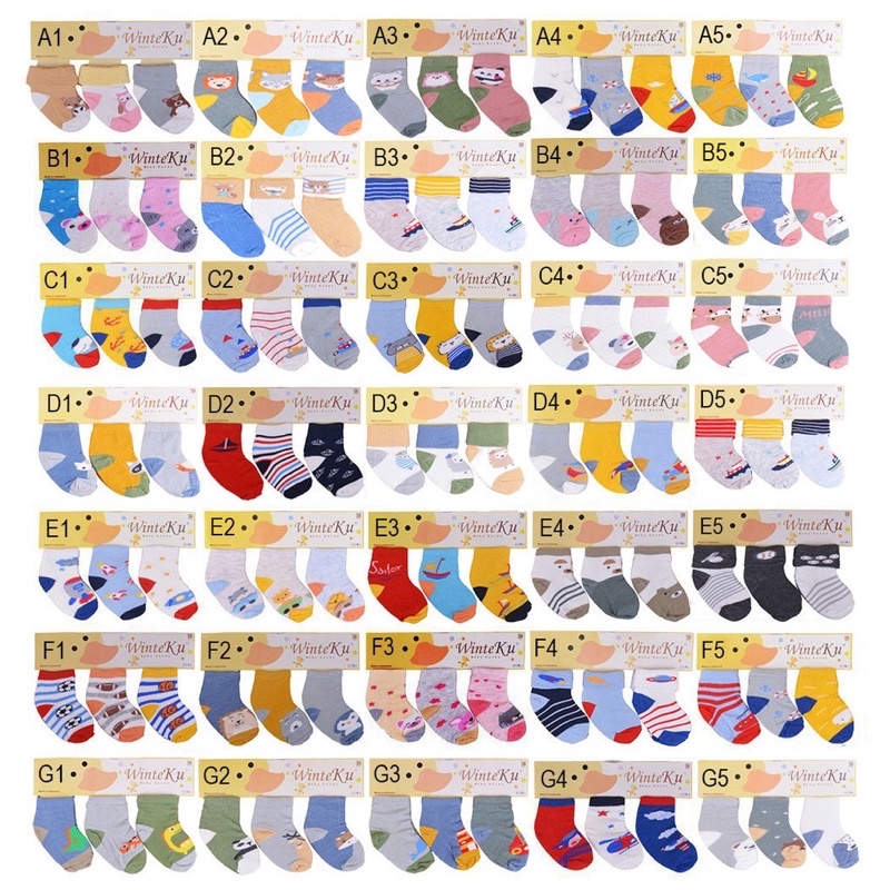 [ 1kg= 22pcs ] Kaos Kaki Bayi 3in1 Winteku/kingdom