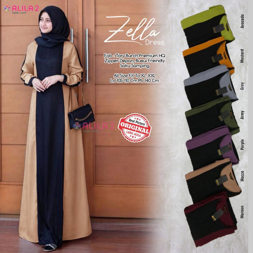 GAMIS DRESS ZELLA MURAH/gamis tory burch premium original