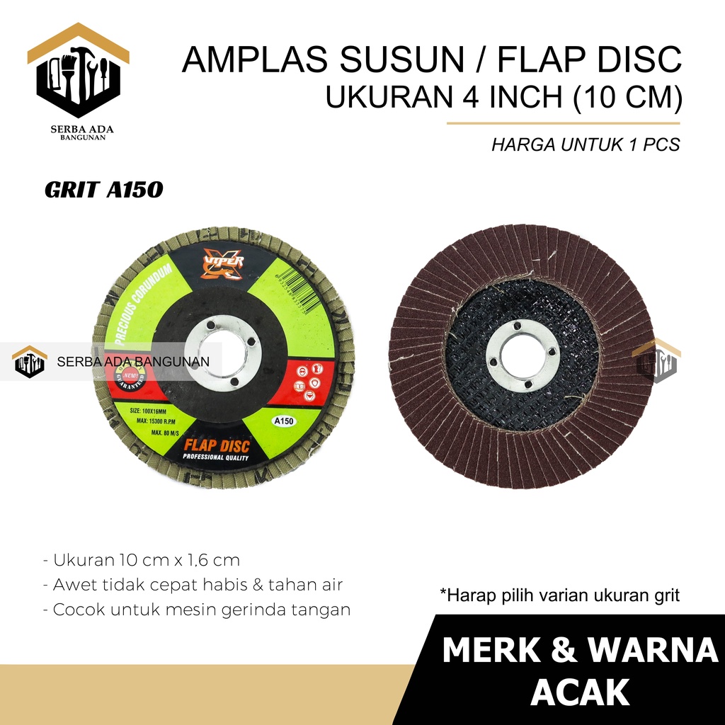 AMPLAS GERINDA / AMPLAS SUSUN / FLAP DISC 4 INCH FLAPDISC SANDING POLISHING TERMURAH