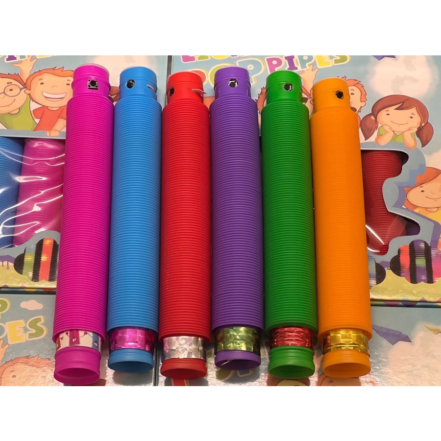 Light Up Pop Tubes Pop Pipes Mainan Lampu Stick Pipa Selang Fidget Toy