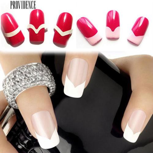 48 Pcs / Sheet DIY 18 Gaya Perancis Manicure Nail Art Tips Tape Sticker Panduan Stensil