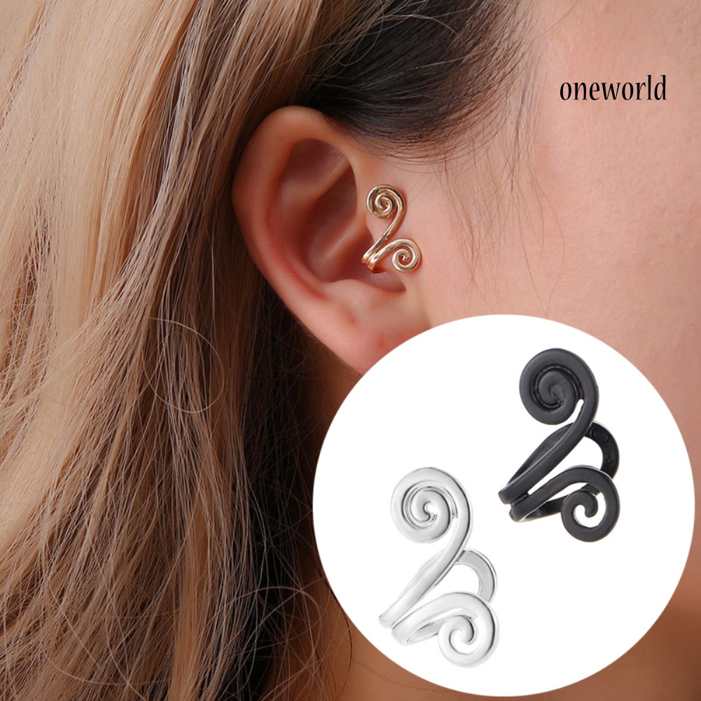 OW@ Fashion Women Hoop Shape Ear Clips Earrings Non-Piercing Jewelry Party Gift