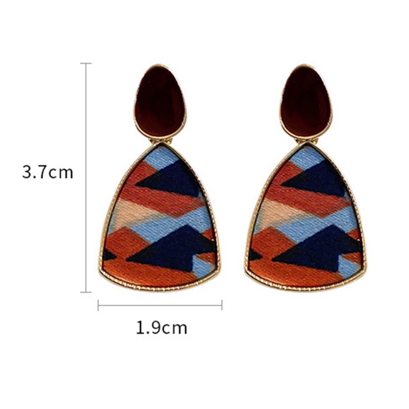 Anting Silver Needle 925 Bentuk Segitiga Warna Kontras Gaya Retro Korea