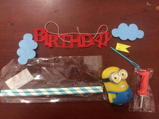 Cake Topper Happy Birthday Tulisan Sambung minion karakter ulang tahun