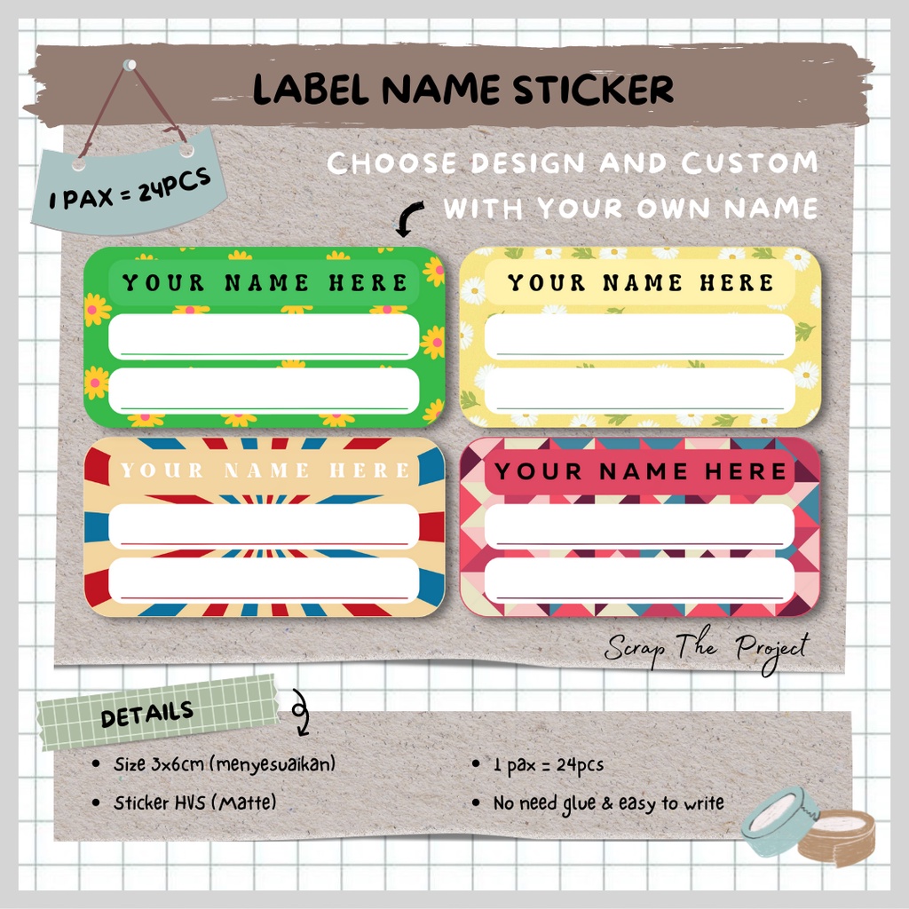 

STICKER NAME LABEL CUSTOM / STICKER BUKU NAMA ANAK 1PAX 24PCS / STIKER BUKU PELAJARAN SEKOLAH / NME PART 4