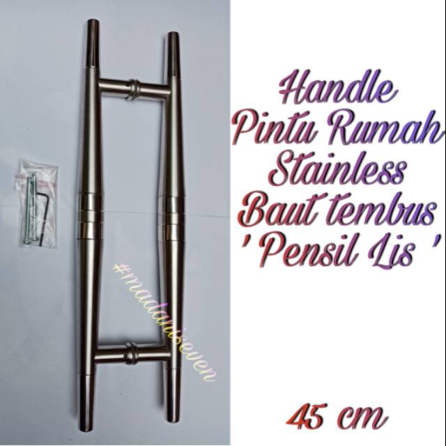 Handle Pintu Rumah / Tarikan Pintu Rumah / Gagang Pintu Rumah Stainless Baut Tembus Pensil 45 Cm