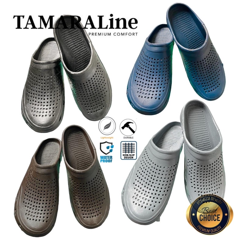 Sepatu Sandal Selop Slide Slip on Karet Pria Dewasa / Remaja - TAMARALINE 163 / Bahan Premium Lentur Empuk Ringan Kuat Anti Slip Anti Air Model Casual Santai Rumah Kerja Outdoor Kamar Mandi  Murah Original