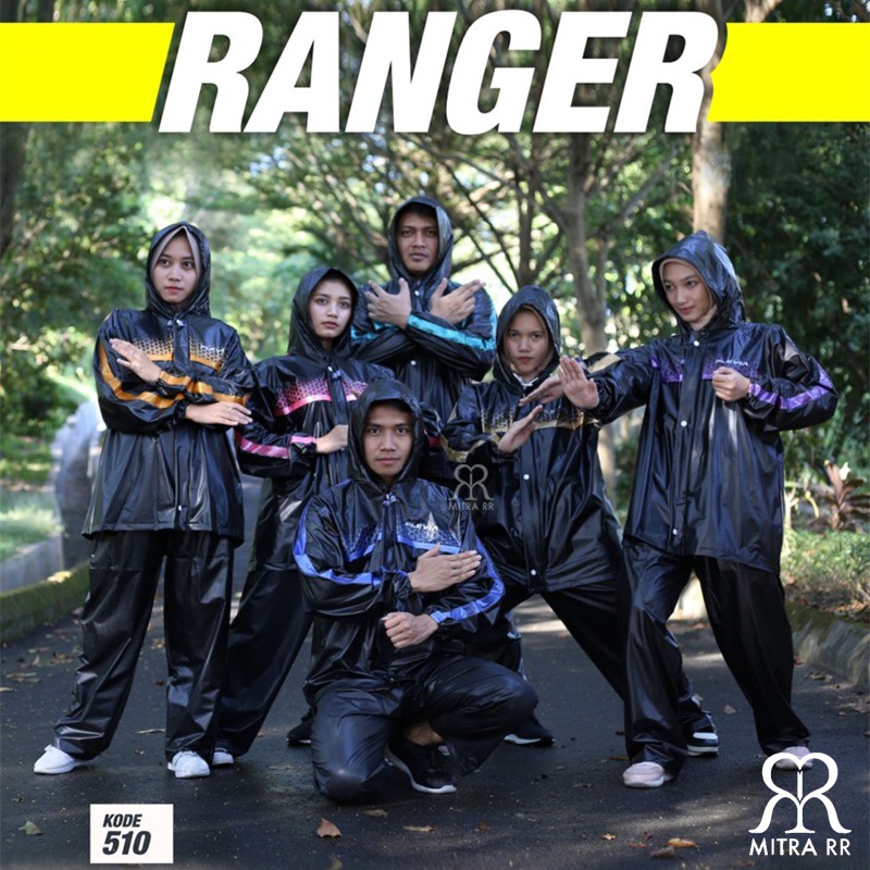 Jas Hujan Plevia Jaket Celana Ranger 510 Jas Hujan Setelan Dewasa Hitam Kombinasi All Size