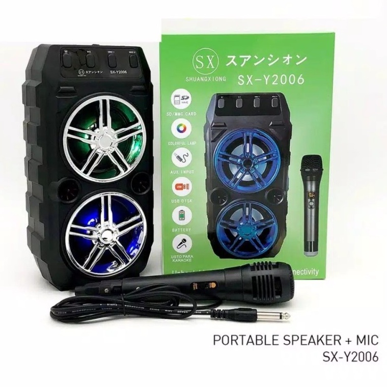 COD SPEAKER BLUETOOTH KARAOKE PROTABLE SX-2006 BONUS MIC KARAOKE X-BASS//SPEAKER SALON AKTIF SX-2006