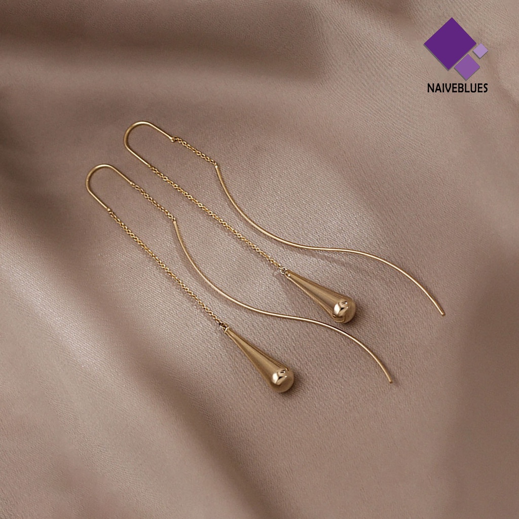 1 Pasang Anting Gantung Panjang Model Geometri Elegan Untuk Wanita