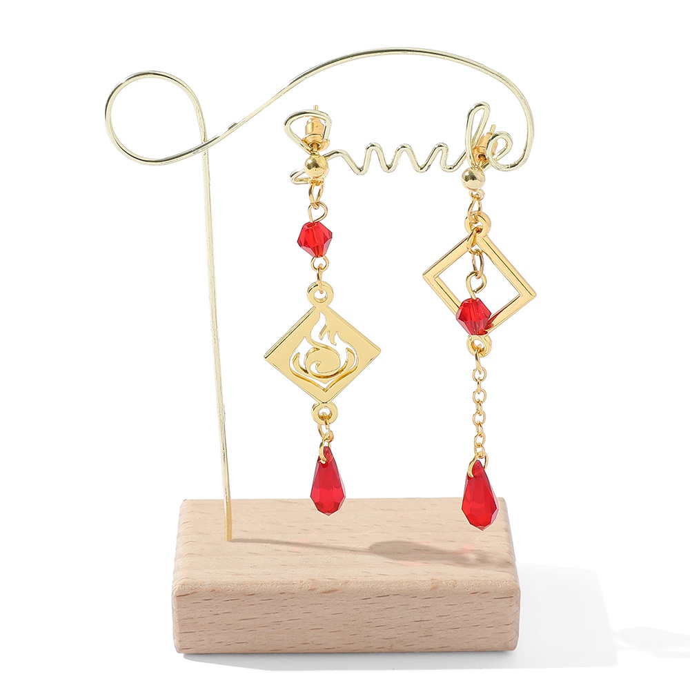 Anting Liontin 7 Element Barbatos Venti Asimetris Bahan Logam Untuk Wanita